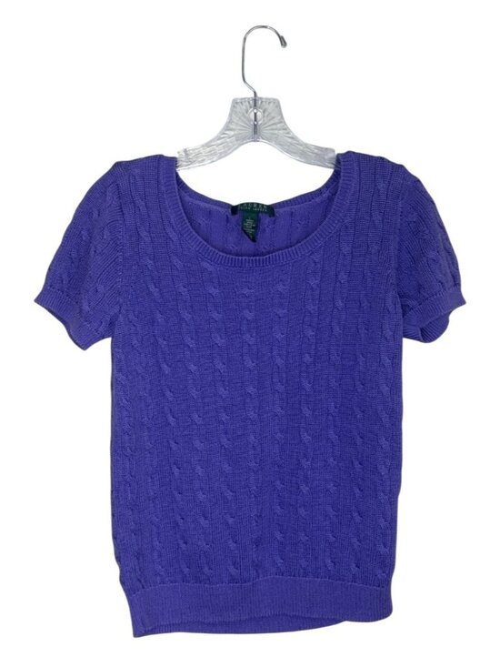 Lauren Ralph Lauren Sweaters - Lauren Ralph Lauren Women's L Purple Cable Knit Short Sleeve Sweater Preppy